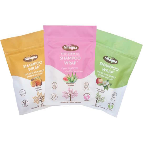 Nilaqua Shampoo Wrap, 100% Biodegradable Bundle Watermelon, Oatmilk & Apple
