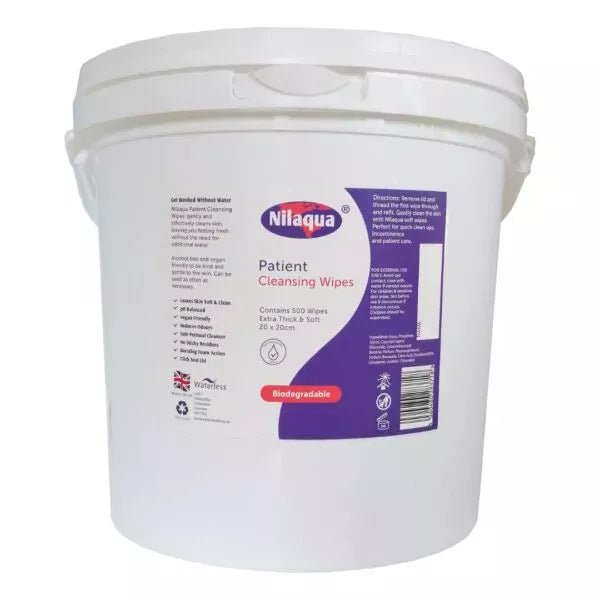 Nilaqua Biodegradable Eco Patient Cleansing Wipes 500pk (Tub)