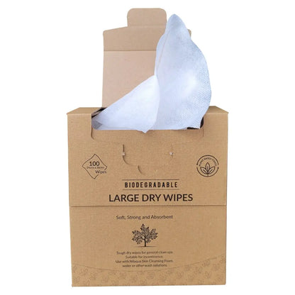 Nilaqua Biodegradable Large Dry Wipes, 100% Plastic-Free, Zero Waste 100pk