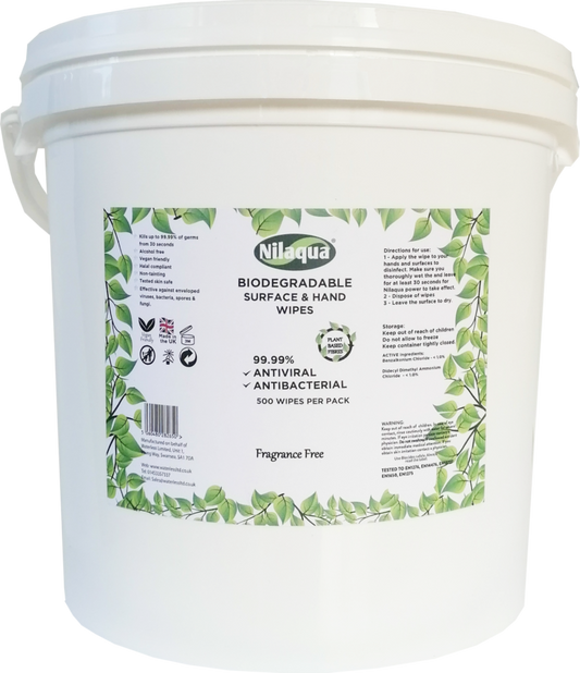 Nilaqua Biodegradable Surface & Hand Wipes 500pk (Tub)