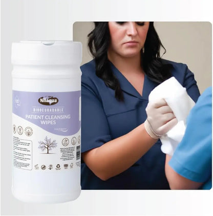 Nilaqua Biodegradable Patient Cleansing Wipes 100pk (Canister)